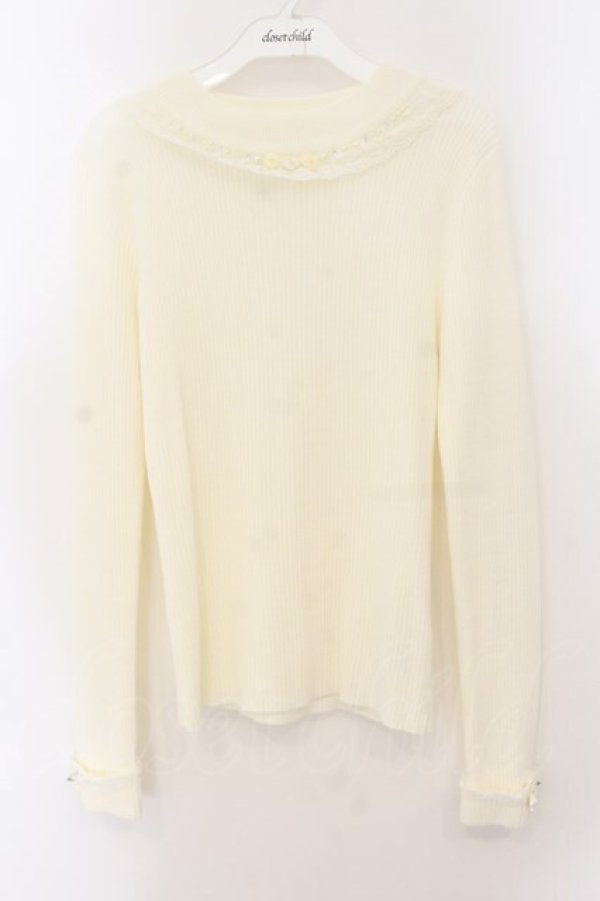 画像1: axes femme / 薔薇モチーフボトルネックプルオーバー M キナリ O-26-01-19-048-AX-TO-OW-OS (1)