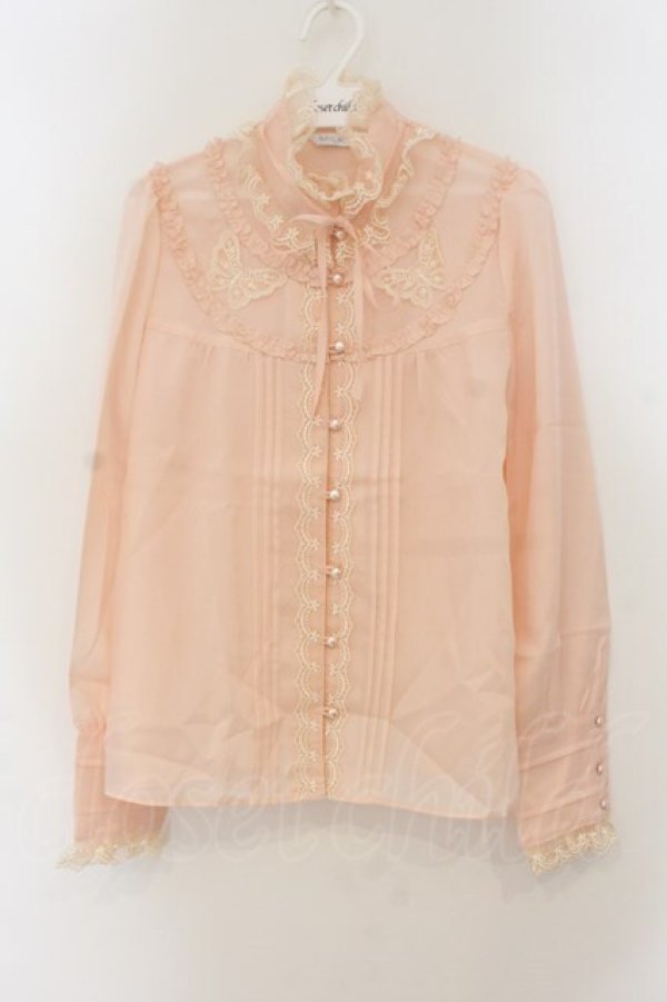 画像1: MILK / パピヨンレースブラウス  オレンジ系ピンク O-26-01-19-049-ML-BL-OW-OS (1)