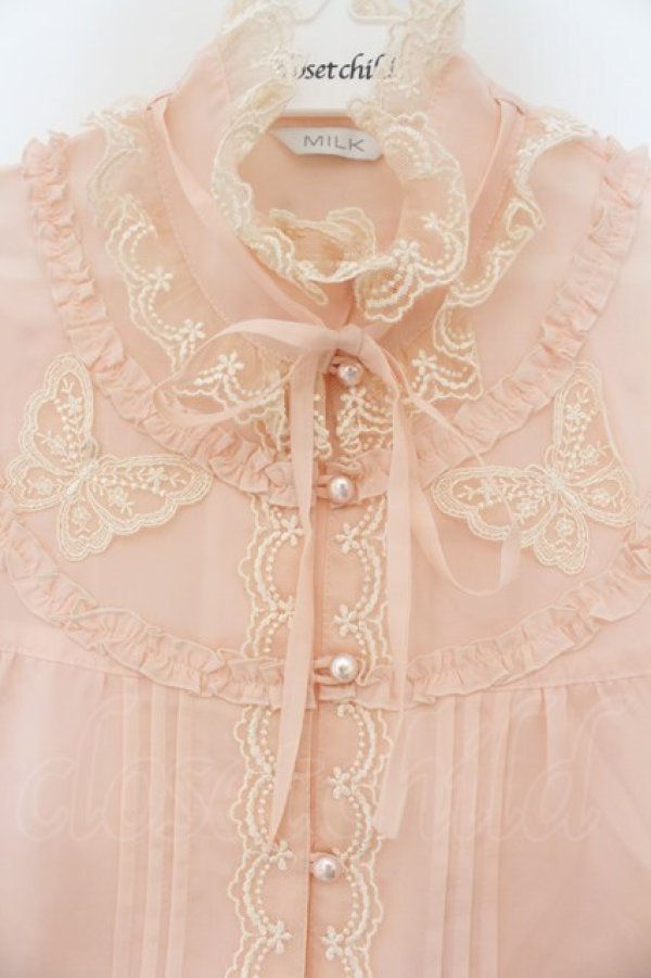 画像2: MILK / パピヨンレースブラウス  オレンジ系ピンク O-26-01-19-049-ML-BL-OW-OS (2)