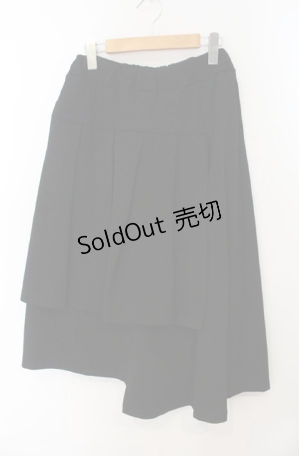 画像1: ALGONQUINS / プリーツレイヤーアシメスカート F ブラック O-26-01-19-1006-AL-SK-YM-OS (1)