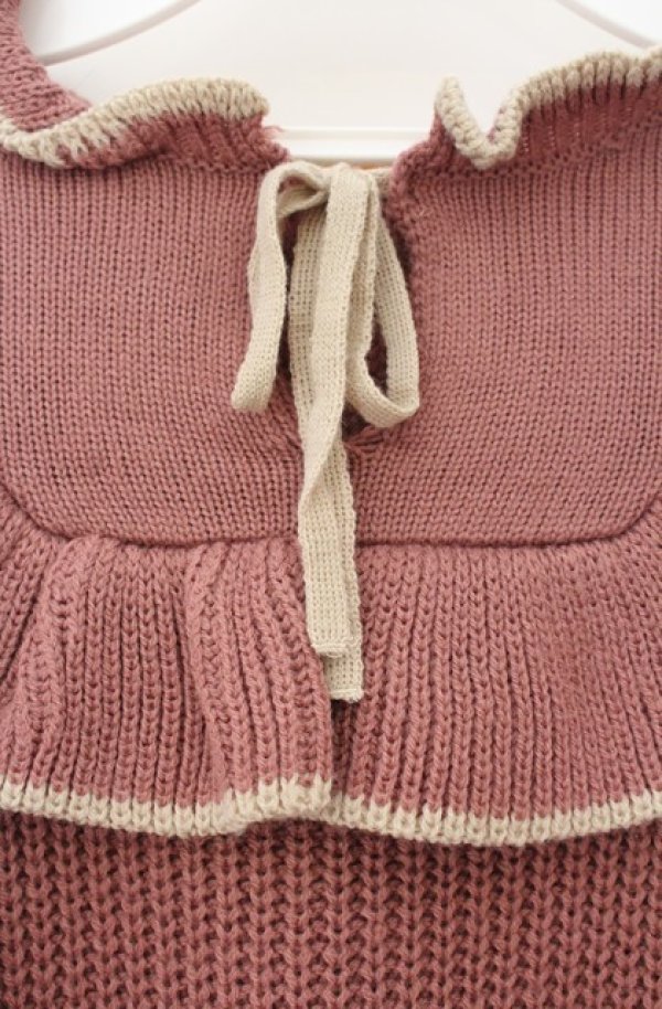 画像2: Fi.n.t / フロントリボン配色フリルニットプルオーバー  ピンクブラウン O-26-01-19-1009-CA-TO-IG-OS (2)