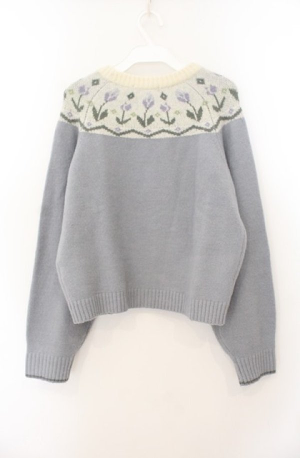 画像2: Fi.n.t / チューリップジャガードヨークニットプルオーバー【洗える】  サックス O-26-01-19-1010-CA-TO-IG-OS (2)