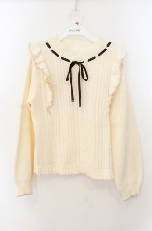 画像: axes femme / バイカラーフリルニットプルオーバー  アイボリー O-26-01-19-1011-AX-TO-IG-OS