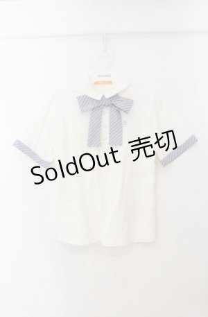 画像: Fi.n.t / キャンディーストライプタイポロシャツ  シロ×グレー O-26-01-19-1013-CA-BL-IG-ZT539