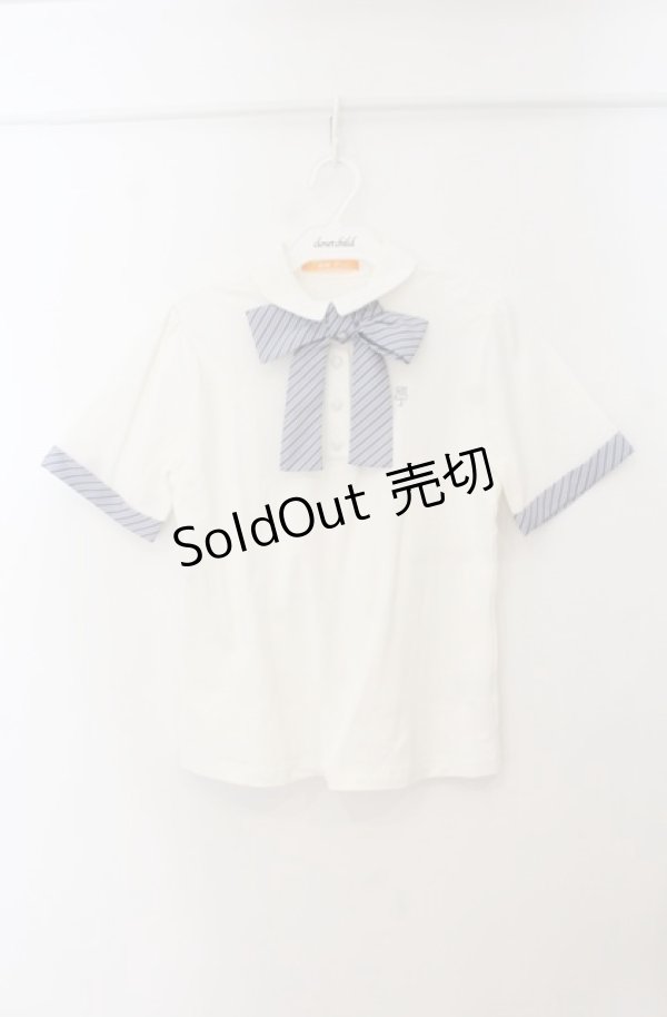 画像1: Fi.n.t / キャンディーストライプタイポロシャツ  シロ×グレー O-26-01-19-1013-CA-BL-IG-ZT539 (1)