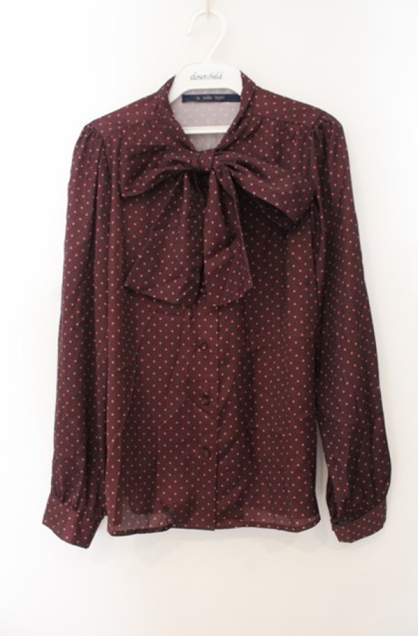 画像1: an another angelus / ドット柄ボウタイブラウス  ワイン O-26-01-19-1018-CA-BL-IG-OS (1)
