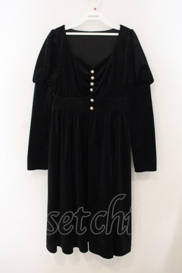 画像1: To Alice / メイドシリーズベロアワンピース M クロ O-26-01-19-062-LO-OP-OW-OS (1)