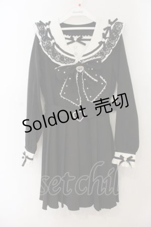 画像: DearMyLove / ハートビジューリボンレース学園ワンピース M クロ O-26-01-19-064-EL-OP-OW-OS