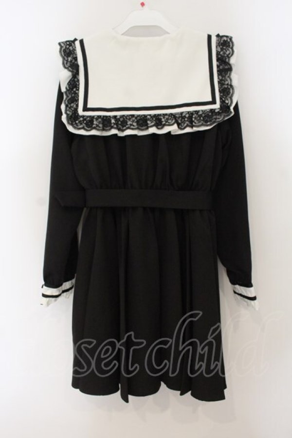 画像4: DearMyLove / ハートビジューリボンレース学園ワンピース M クロ O-26-01-19-064-EL-OP-OW-OS (4)