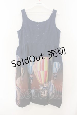 画像: pays des fees  / 気球バルーンワンピース(七戸優 画) 9 ネイビー O-26-01-19-066-PU-OP-IG-OS