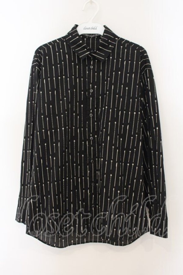 画像1: pays des fees  / ストライプシャツ 1 ブラック O-26-01-19-067-PU-BL-IG-OS (1)