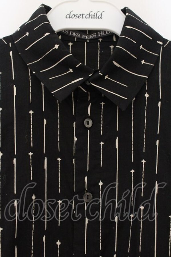 画像2: pays des fees  / ストライプシャツ 1 ブラック O-26-01-19-067-PU-BL-IG-OS (2)