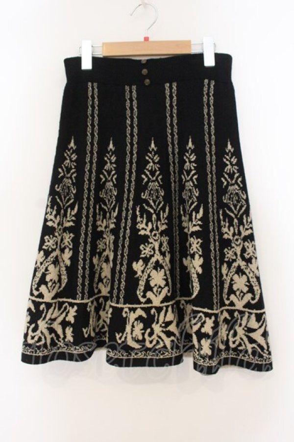 画像1: axes femme / ニット柄スカート  クロ×ベージュ O-26-01-19-071-AX-SK-IG-OS (1)