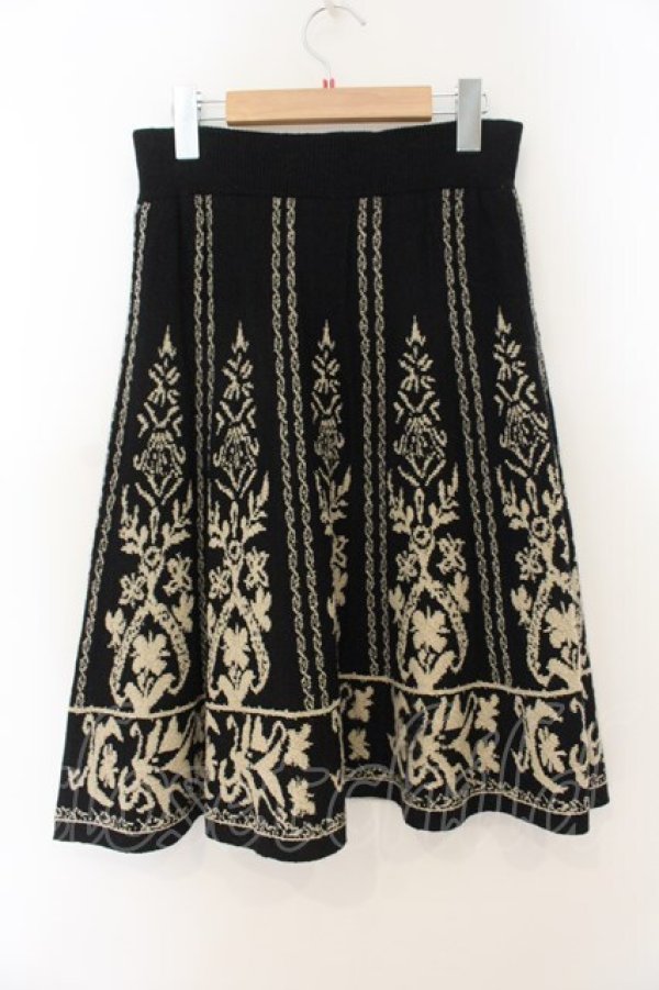 画像3: axes femme / ニット柄スカート  クロ×ベージュ O-26-01-19-071-AX-SK-IG-OS (3)