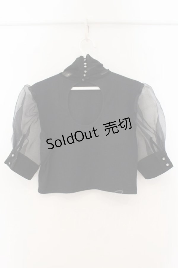 画像2: pays des fees  / forest maiden 背中あきカットソー  ブラック O-26-01-19-074-PU-TO-IG-OS (2)