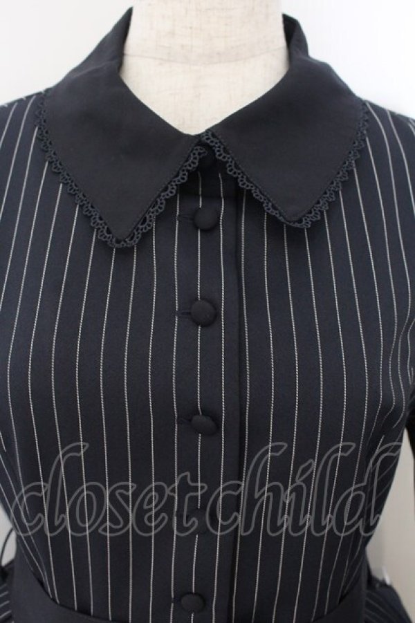 画像2: Sheglit / ストライプタックワンピース M ネイビーブルー O-26-01-19-007-EL-OP-OW-OS (2)