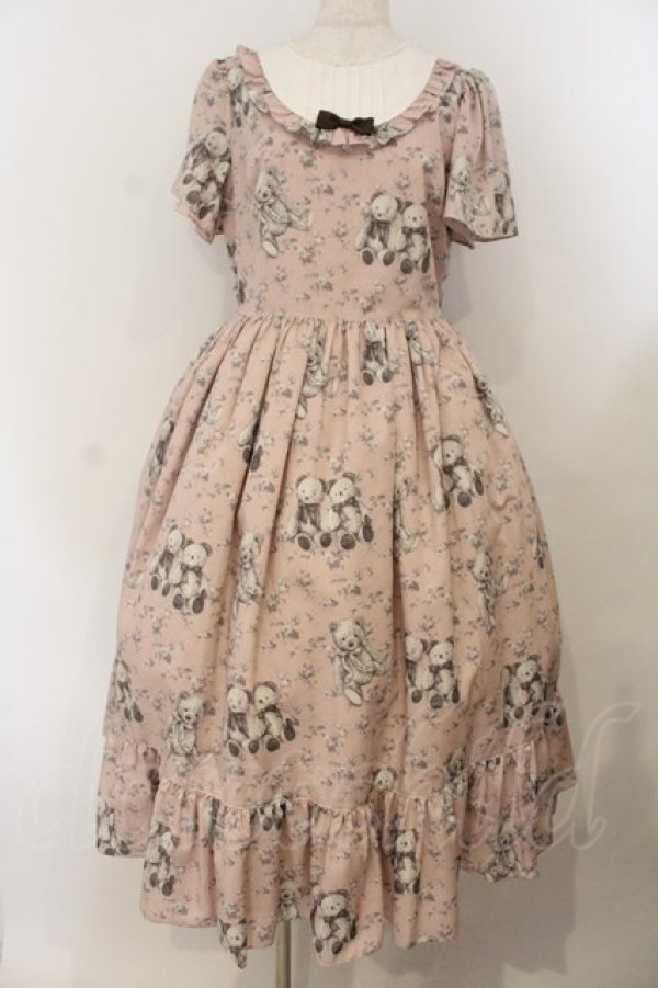 画像1: Melody BasKet / Vintage bearラウンドヨークワンピース M ピンク O-26-01-19-011-LO-OP-OW-OS (1)