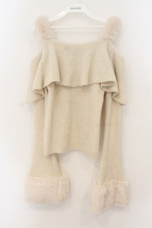 画像: EAT ME / フェイクファーストラップオフショルダーリブニット F アイボリー O-26-01-19-020-LO-TO-OW-OS