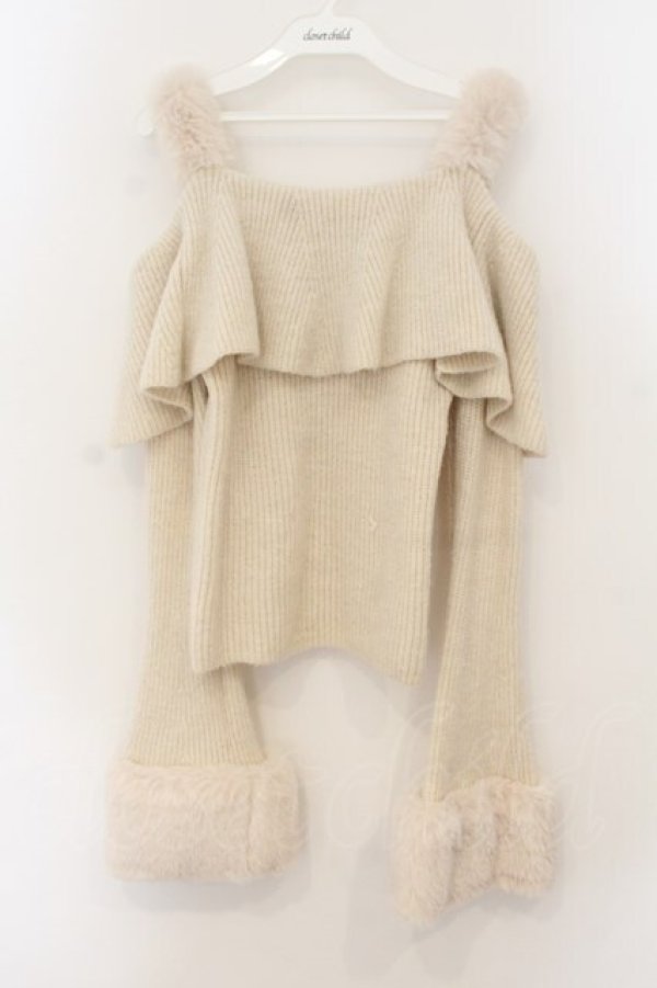 画像1: EAT ME / フェイクファーストラップオフショルダーリブニット F アイボリー O-26-01-19-020-LO-TO-OW-OS (1)