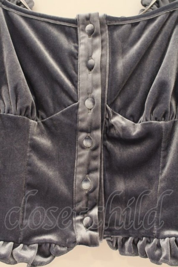 画像2: lilLilly / ベロアパフブラウス F ブルー O-26-01-19-024-LO-TO-OW-OS (2)