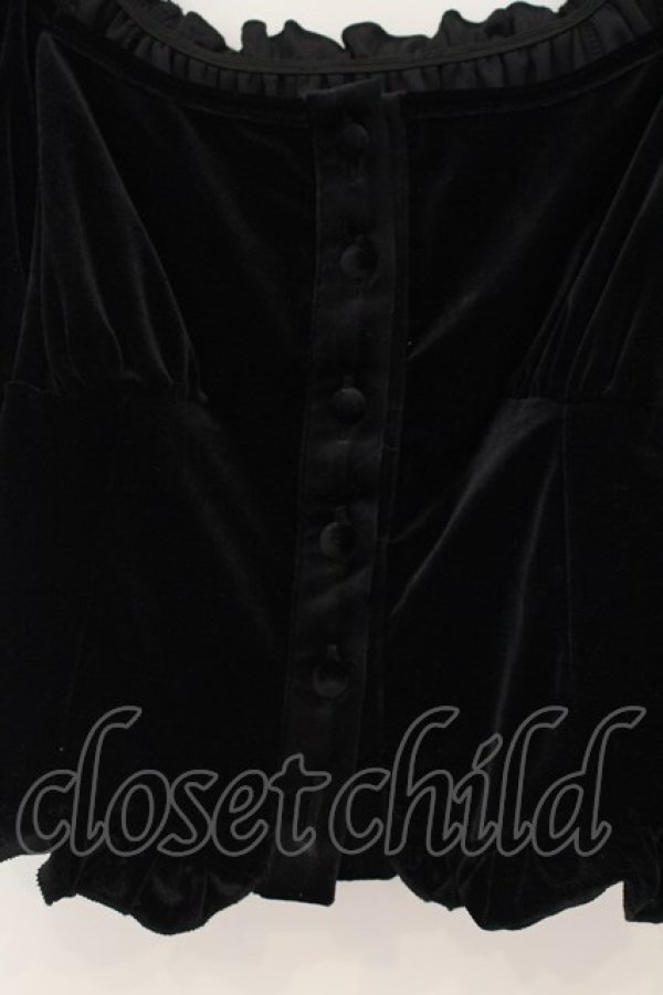 画像2: lilLilly / ベロアパフブラウス F クロ O-26-01-19-025-LO-TO-OW-OS (2)