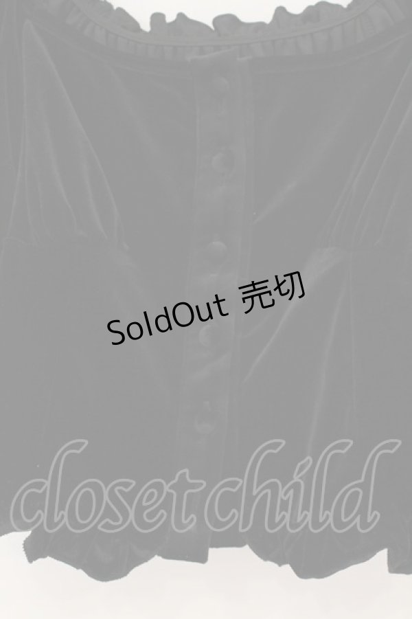 画像2: lilLilly / ベロアパフブラウス F クロ O-26-01-19-025-LO-TO-OW-OS (2)