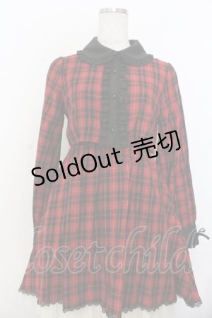 画像: Dear My Love / フリルリボンセットアップ風ワンピース M ミニ丈 レッドチェック O-26-01-20-041-EL-OP-IG-OS