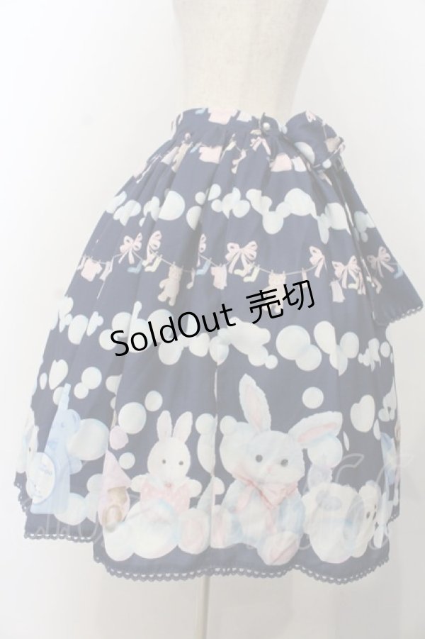 画像2: axes femme kawaii / ランドリー柄スカート  ネイビー O-26-01-20-044-AX-SK-IG-OS (2)