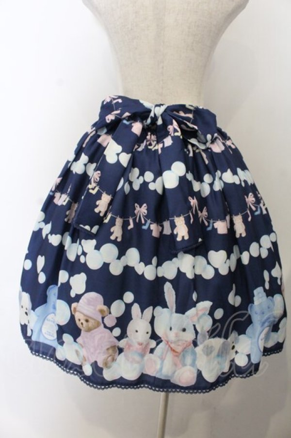 画像3: axes femme kawaii / ランドリー柄スカート  ネイビー O-26-01-20-044-AX-SK-IG-OS (3)