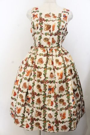 画像: axes femme kawaii / 森のケーキ屋さん柄ジャンスカ M アイボリー O-26-01-20-046-AX-OP-IG-OS