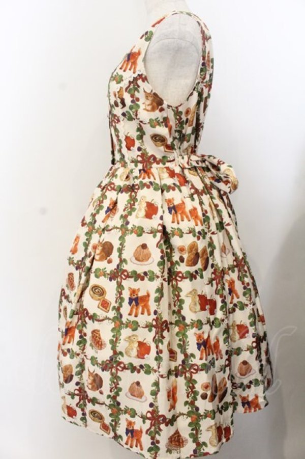 画像2: axes femme kawaii / 森のケーキ屋さん柄ジャンスカ M アイボリー O-26-01-20-046-AX-OP-IG-OS (2)