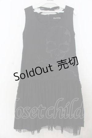 画像: HELL CAT PUNKS / スカルワッペンデニムワンピース  ブラック O-26-01-20-006-PU-OP-OW-OS