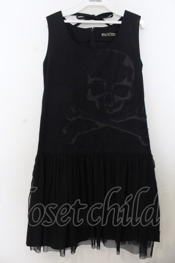 画像1: HELL CAT PUNKS / スカルワッペンデニムワンピース  ブラック O-26-01-20-006-PU-OP-OW-OS (1)