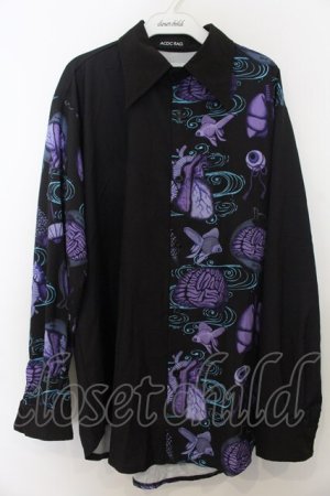 画像: ACDC RAG / をち水アシメシャツ  ブラック×パープル O-26-01-20-052-PU-BL-IG-OS