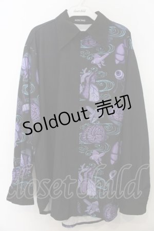 画像: ACDC RAG / をち水アシメシャツ  ブラック×パープル O-26-01-20-052-PU-BL-IG-OS