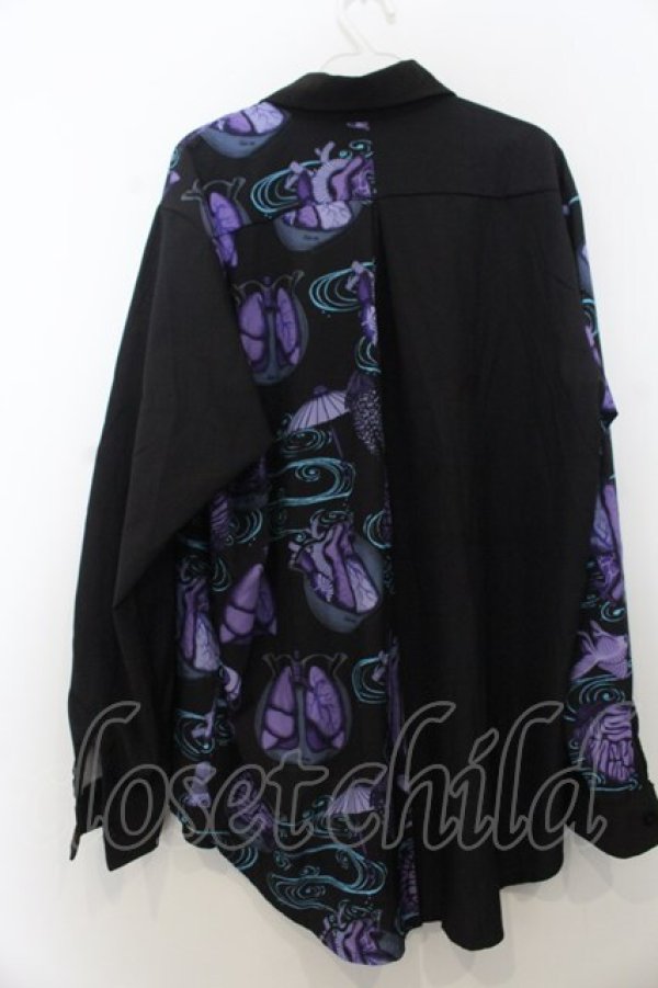 画像2: ACDC RAG / をち水アシメシャツ  ブラック×パープル O-26-01-20-052-PU-BL-IG-OS (2)