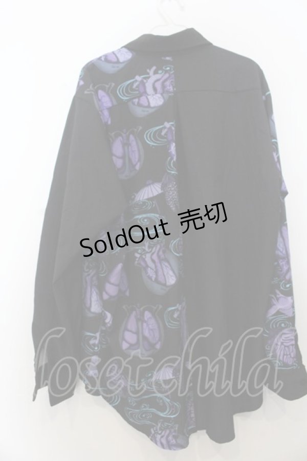 画像2: ACDC RAG / をち水アシメシャツ  ブラック×パープル O-26-01-20-052-PU-BL-IG-OS (2)