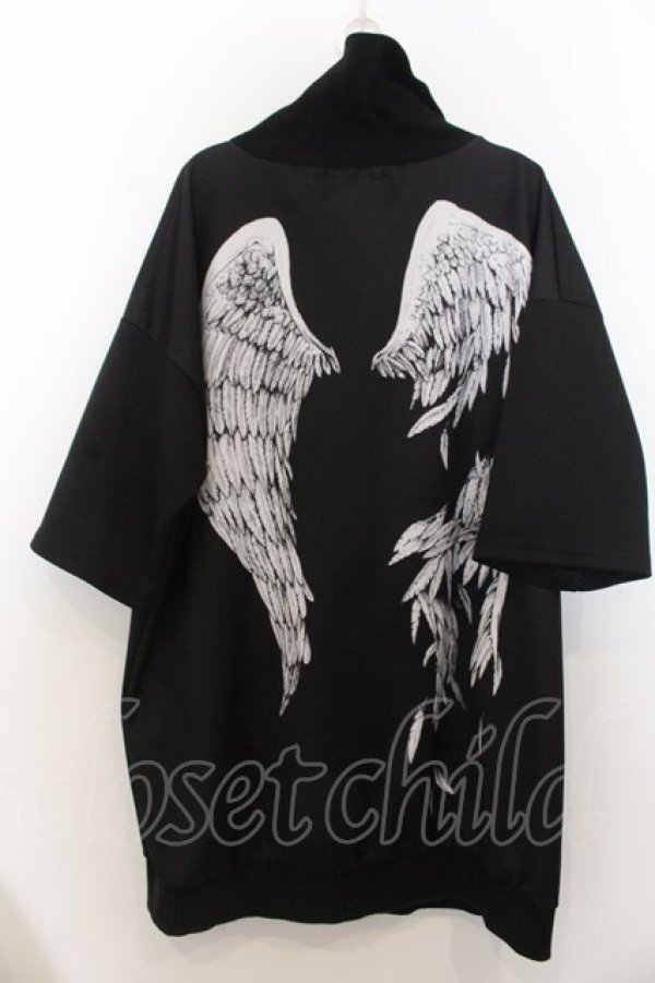 画像1: ankoROCK / 折れた翼半袖ボリュームネックジャージ -スーパービッグ-  ブラック O-26-01-20-053-PU-TO-IG-OS (1)