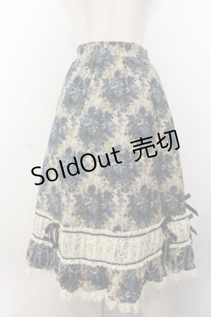 画像: metamorphose / ゴブランプリントミディアムスカート  ブルー×生成り O-26-01-20-054-ME-SK-IG-OS