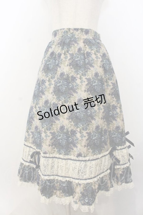 画像1: metamorphose / ゴブランプリントミディアムスカート  ブルー×生成り O-26-01-20-054-ME-SK-IG-OS (1)