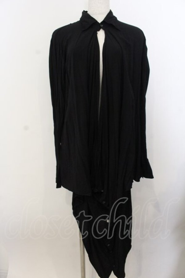 画像1: BPN FOR MEN / 胸開きビックシルエットシャツ M ブラック O-26-01-20-056-GO-BL-IG-OS (1)