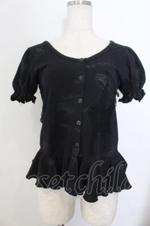 画像: FRILL / ティーセットpt半袖カットカーディガン  ブラック O-26-01-20-007-HN-TO-OW-OS