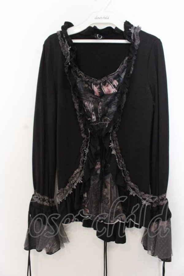 画像1: Ozz oneste / ボレロ風フリルカットソー  ブラック O-26-01-20-062-OO-TO-IG-OS (1)