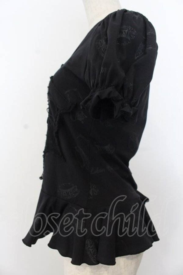 画像2: FRILL / ティーセットpt半袖カットカーディガン  ブラック O-26-01-20-007-HN-TO-OW-OS (2)