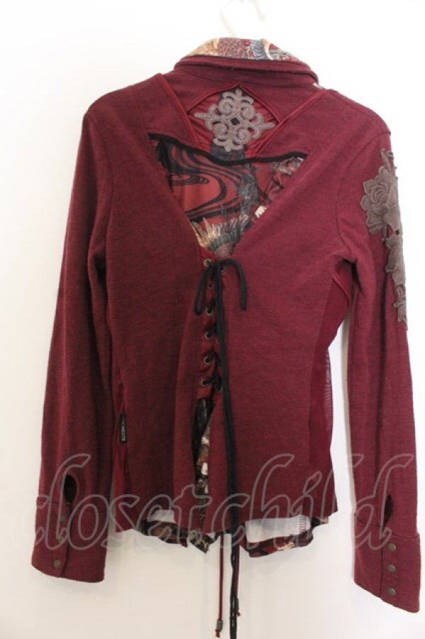 画像3: Ozz oneste / チュールレイヤードニットブラウス  ワイン O-26-01-20-063-OO-BL-IG-OS (3)