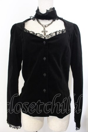 画像: BPN / チョーカー付き別珍ブラウス M ブラック O-26-01-20-008-GO-BL-OW-OS