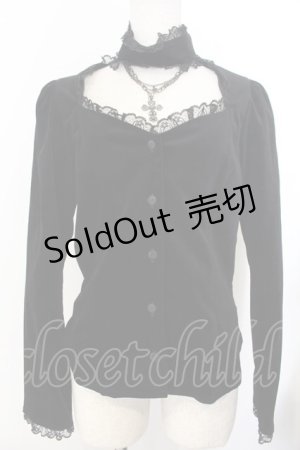 画像: BPN / チョーカー付き別珍ブラウス M ブラック O-26-01-20-008-GO-BL-OW-OS