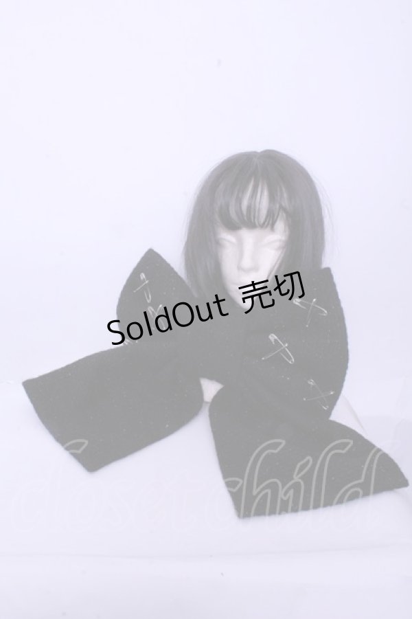 画像1: Jamieエーエヌケー / 安全ピンおリボンストール  クロ O-26-01-20-1042-0-ZA-IG-ZT511 (1)