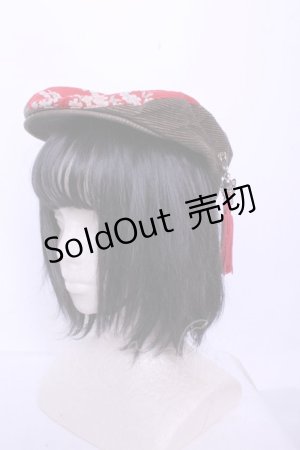 画像: kikou / 和柄切り替えコーデュロイハンチングハット  ベージュ×アカ O-26-01-20-1008-GO-AC-IG-OS