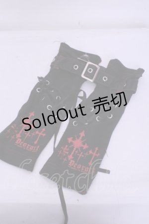 画像: Deorart / ハトメレースアップアームカバー  ブラック×レッド O-26-01-20-1053-PU-ZA-IG-OS